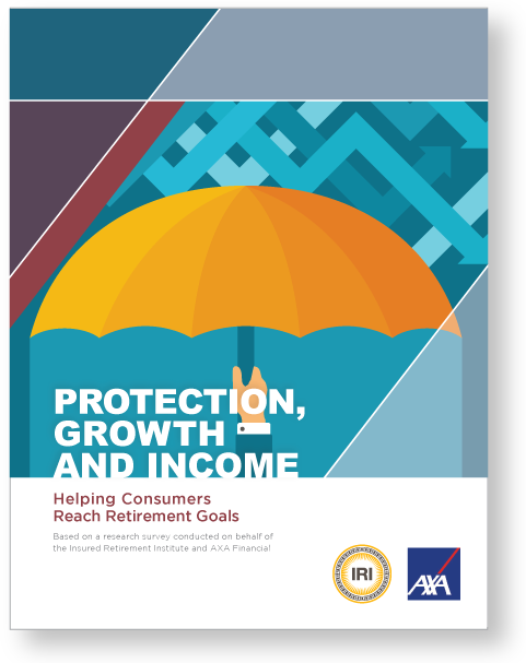 iri full report cover image: umbrella hanging over the words "protection, growth and income"