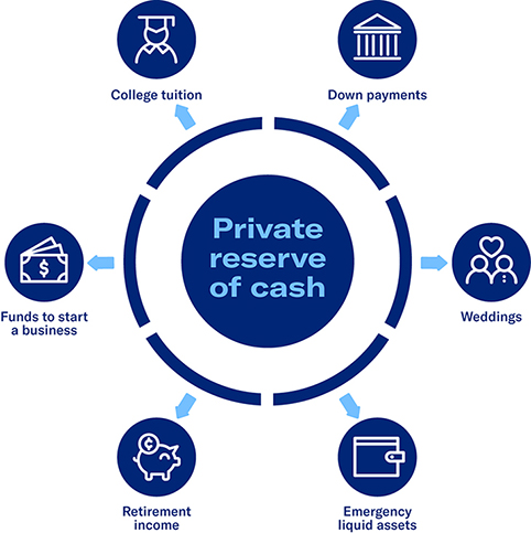 Life insurance as a private reserve cash chart.